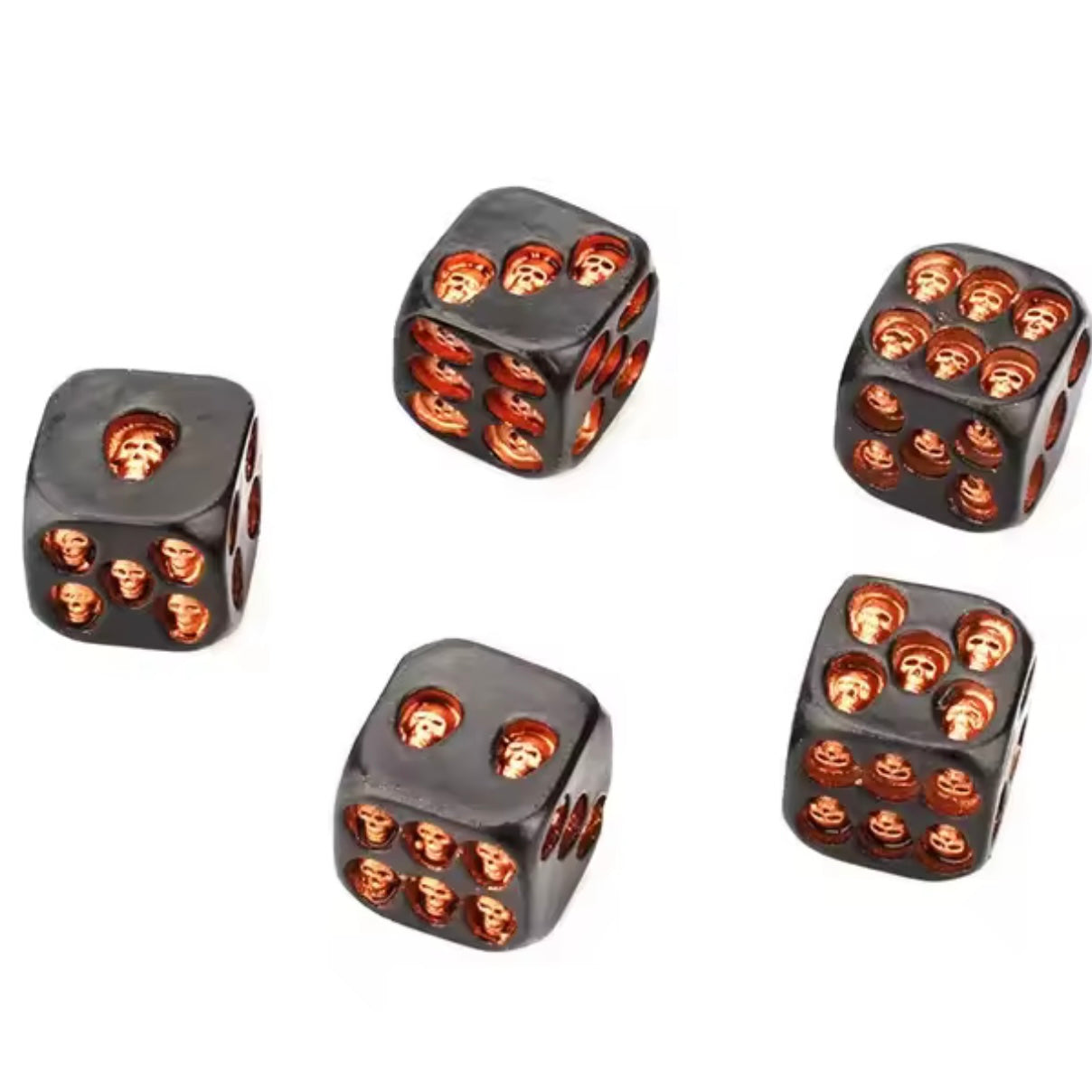Skull Dice – Rose Gold Hodeskaller (5-pakning)