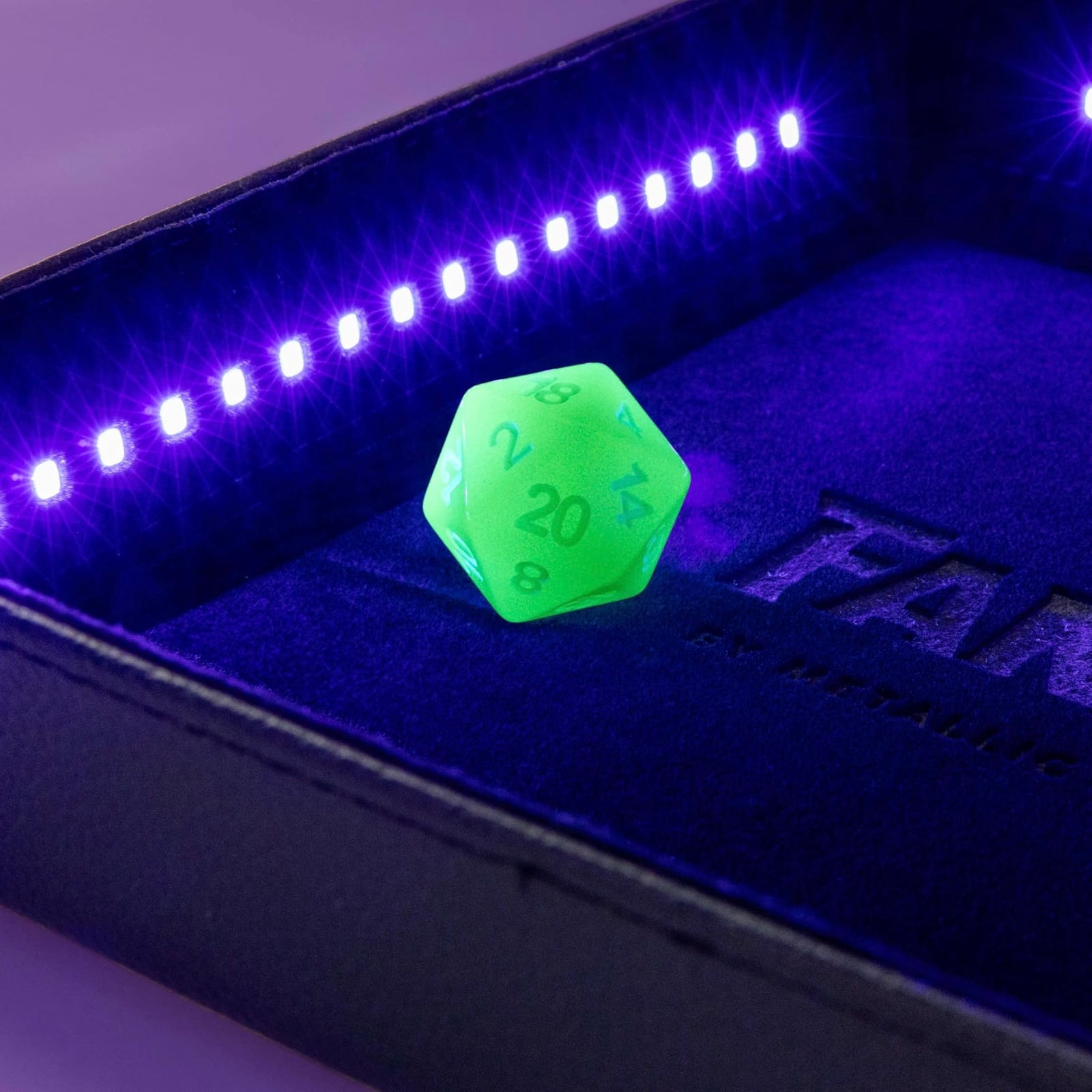 FanRoll Shadowlight Folding Blacklight Dice Tray Black