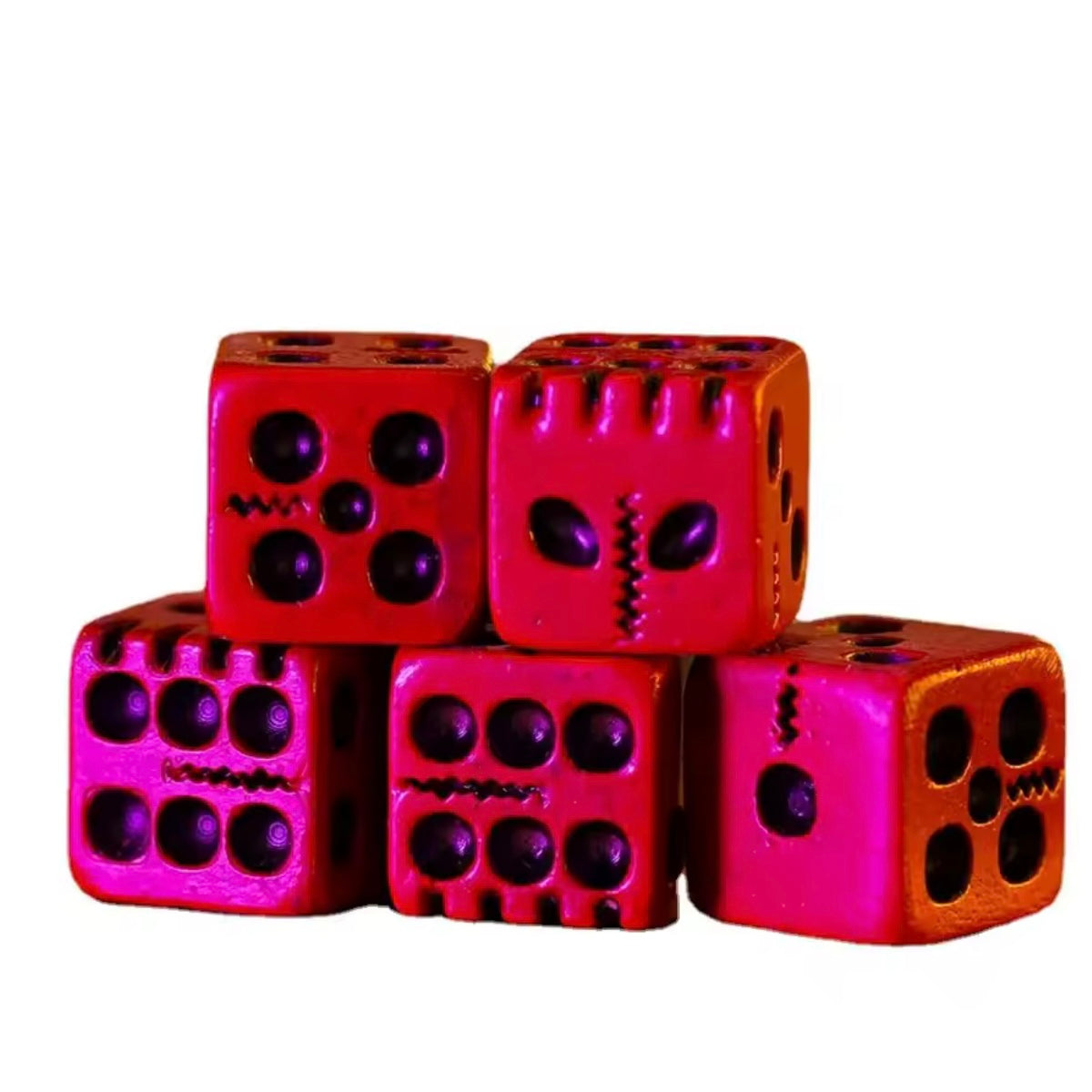 Skull Dice – Røde Resinterninger (5-pakning)