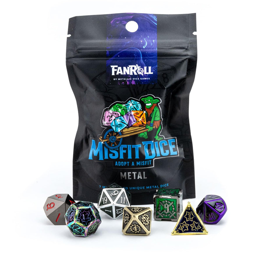 Fanroll - Mystery Misfit Metal Polyhedral terning sett